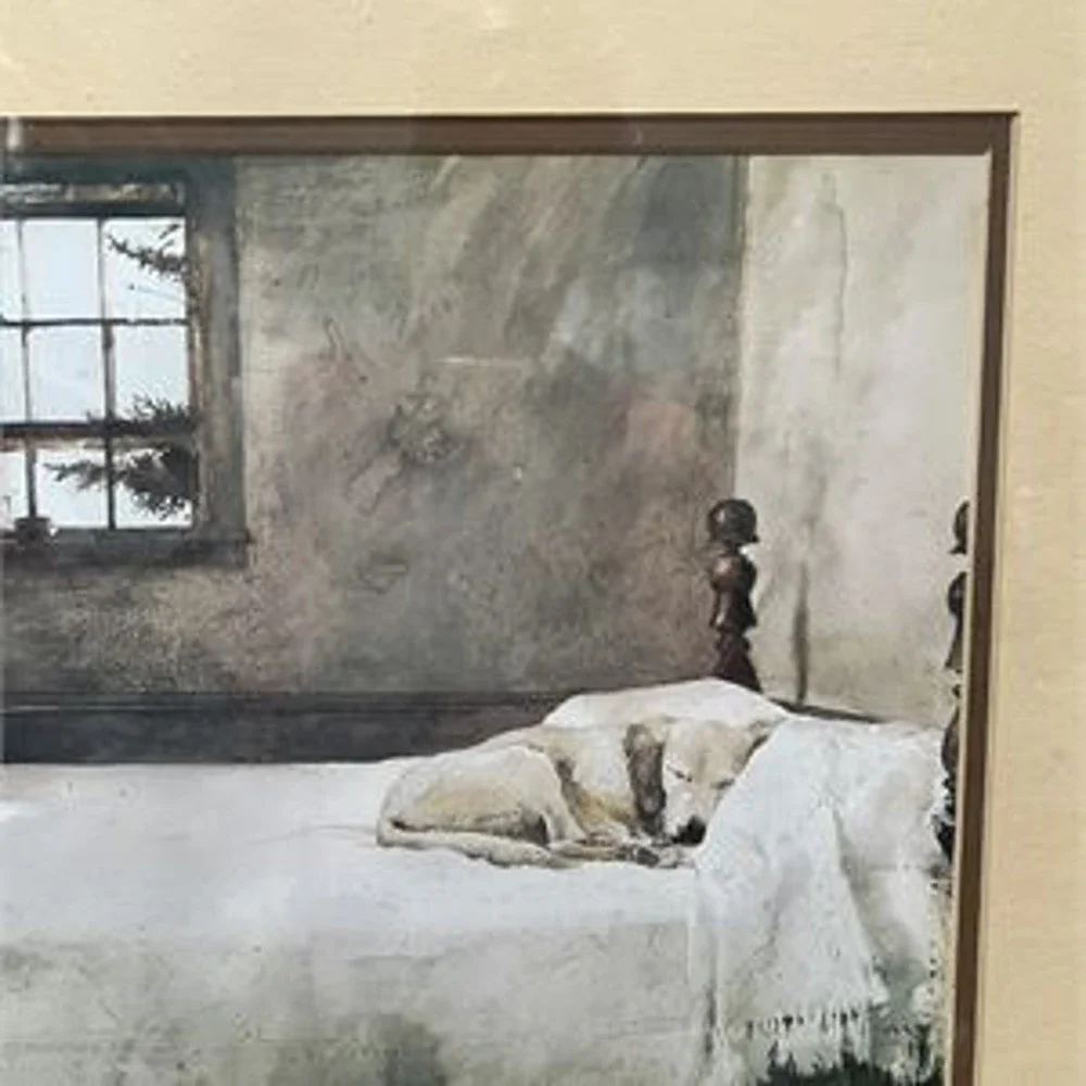 Andrew Wyeth Master Bedroom Framed Print Yellow Lab Dog Rustic Wood Frame